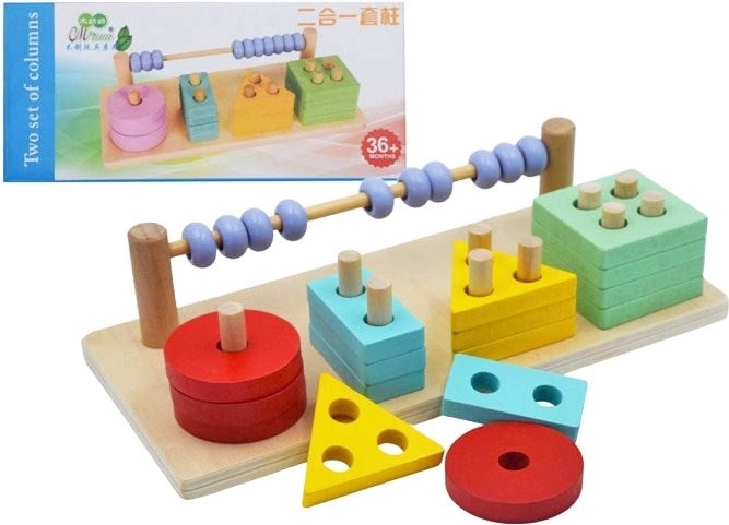 Træ motorisk legetøj med former og kugleramme