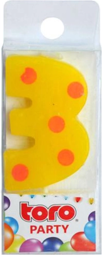 Kagelys tal 3 TORO, til at stikke i, 4,5 cm