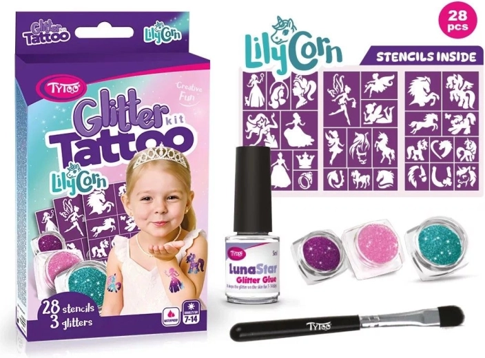 Sæt med glitrende tatoveringer LilyCorn