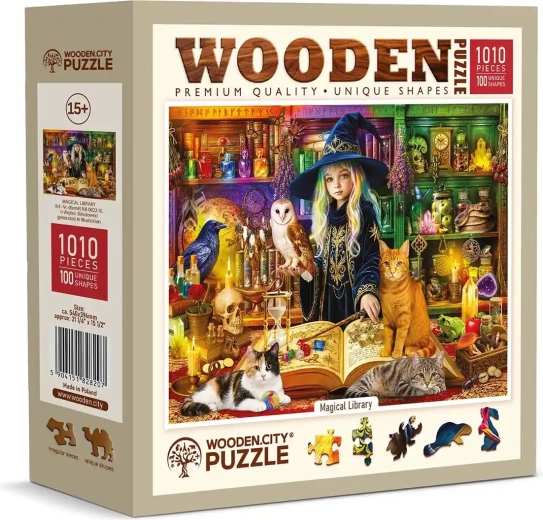 Træpuslespil Wooden City Magisk bibliotek, 1010 brikker