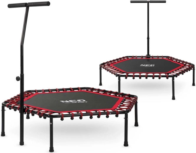 Fitness-trampolin Neo-Sport med håndtag 127 cm sekskantet rød
