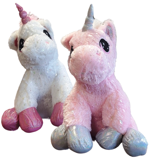 Sidende plysunicorn 60 cm