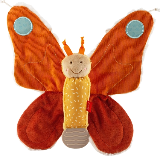 Krammebamse sommerfugl i plys 28 cm med knitrelyd og bidering Sigikid