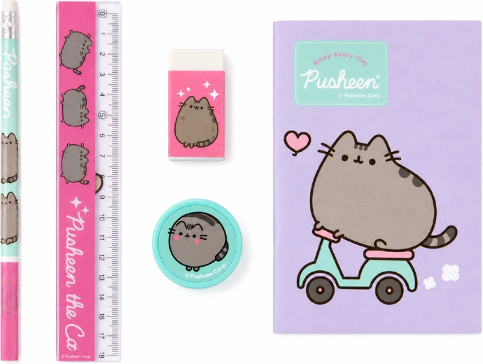 Femdelede skolesæt Pusheen lilla