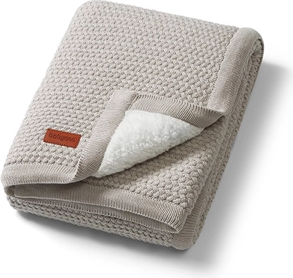 BabyOno baby bomuldsplaid med sherpa-foer 75 × 100 cm grå