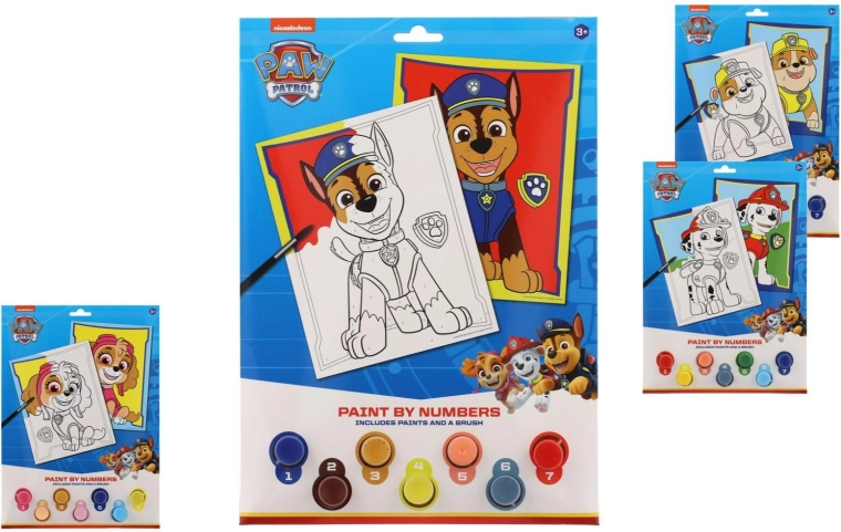 Mal efter tal A4 Paw Patrol med farver - 1 stk.