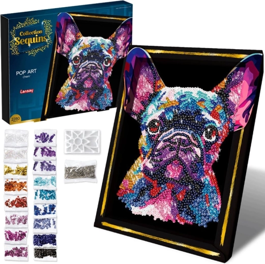 Palietbillede Pop Art – fransk bulldog (kreativt sæt)
