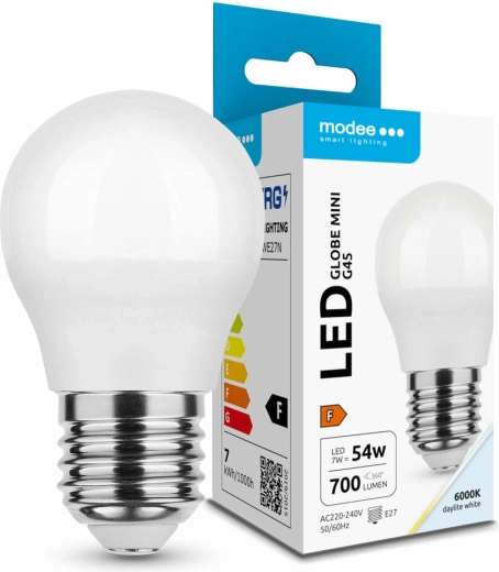 LED pære Globe Mini G45 7 W E27 kold hvid 700 lm