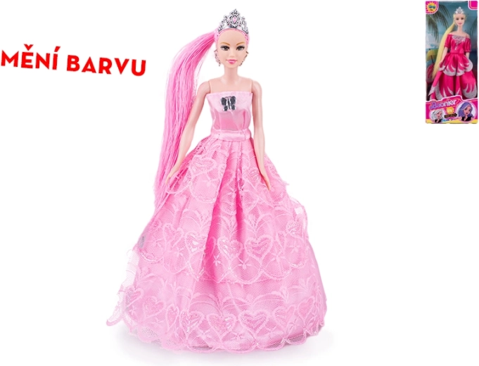 Prinsessedukke med skiftende hårfarve 29 cm