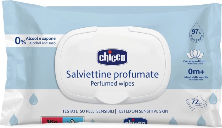 Chicco baby-vådservietter, mildt parfumerede, 72 stk.