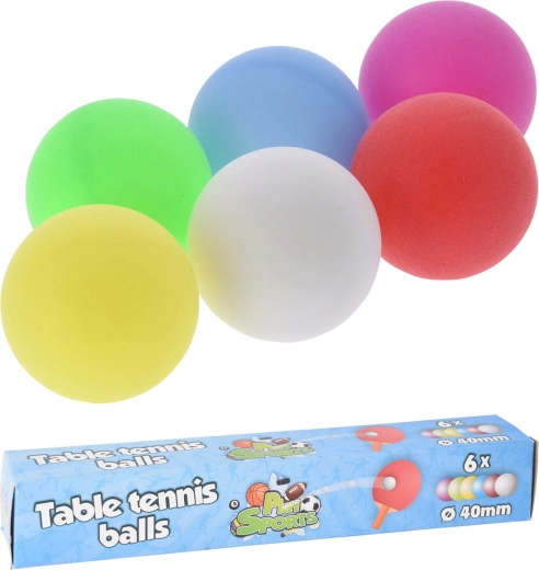 Bordtennisbolde 40 mm mix af farver 6 stk.