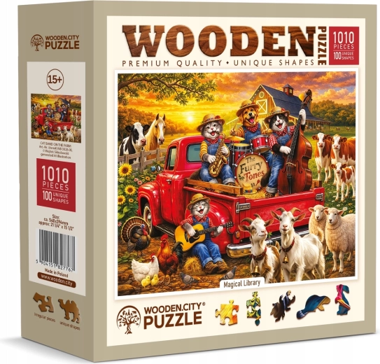 Træpuslespil WOODEN CITY Katteorkester på gården med 1010 brikker