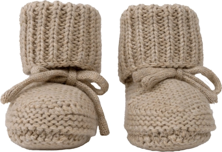 Lodger strikkede babysko beige 0–6 måneder