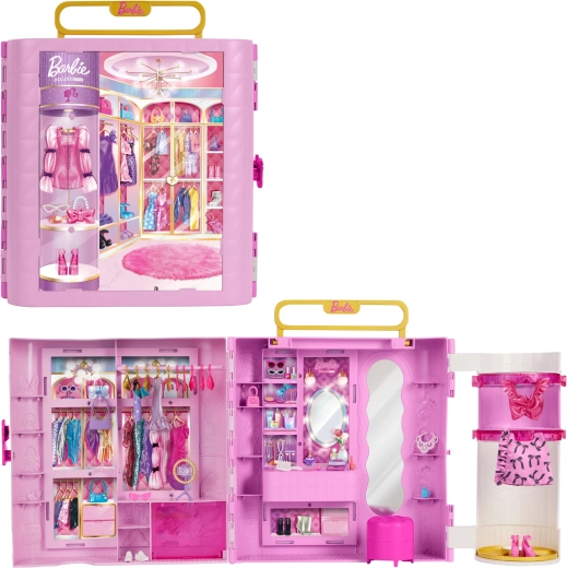 Mattel Barbie deluxe garderobeskab til tøj med toiletbord og tilbehør