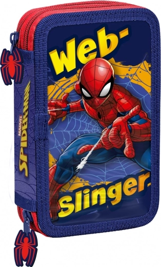 Dobbelt kammer penalhus med udstyr SPIDERMAN rød‑blå