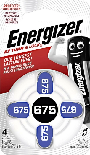 Knappcellebatterier til høreapparater 675, 1,4 V (4 stk) Energizer