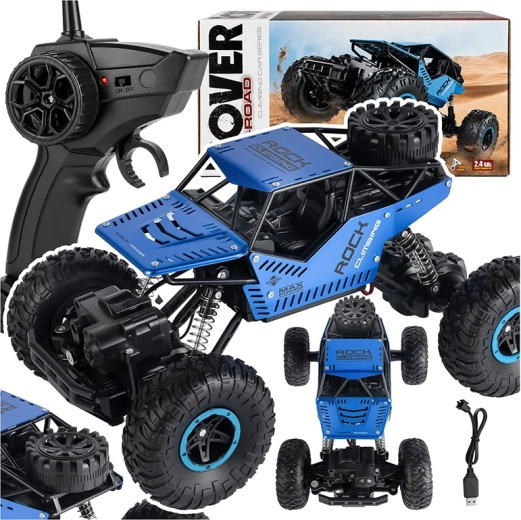 RC terrænbil 4x4 med fjernbetjening og genopladeligt batteri, sort - 1 stk.