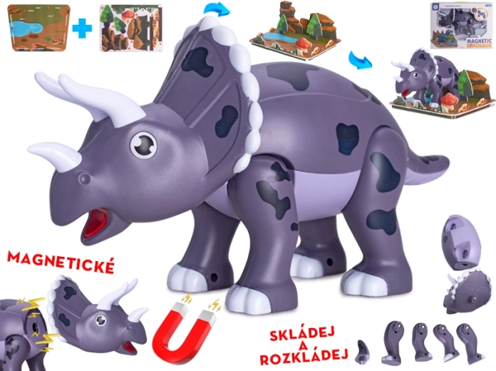 Magnetisk dinosaur Triceratops 28 cm – byggesæt til børn