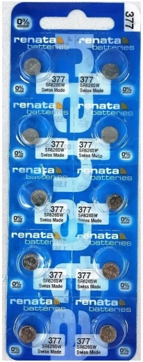Knapcellebatterier RENATA 377/376 1,55 V – pakke med 10 stk