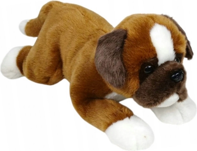 Plys-hund bokser liggende 30 cm