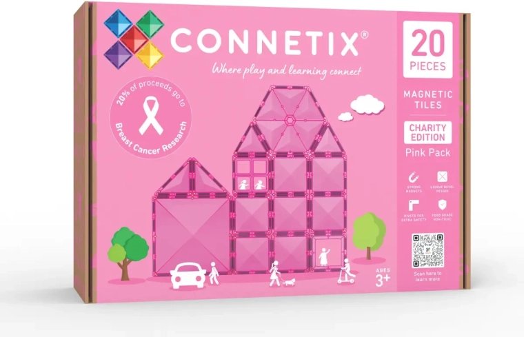 Connetix velgørende lyserøde sæt med magnetiske dele – 20 dele