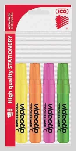 ICO Videotip pastel highlighters, sæt med 4 stk.