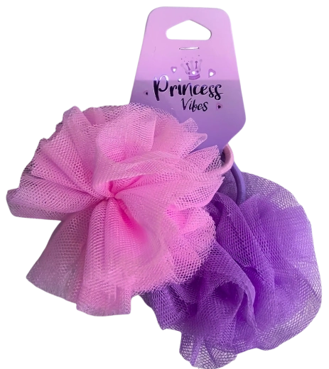 PINK sæt med tyl-hårelastikker, rosa og lilla, 2 stk.
