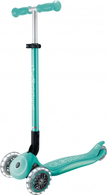 Globber Elite Lights børneløbehjul med 3 hjul – mørk mint