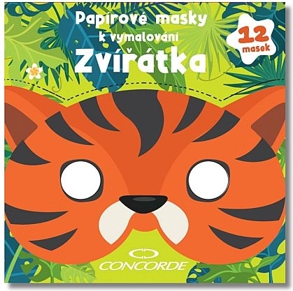 Papirmasker til farvelægning – dyr CONCORDE, sæt med 12 stk.