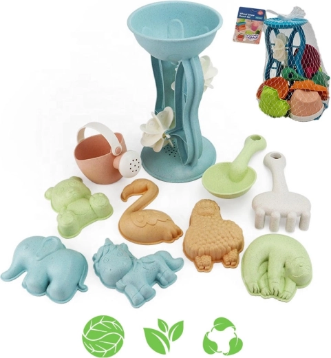 Woopie Green økologisk sandlegesæt med mølle og vandkande, 10 dele