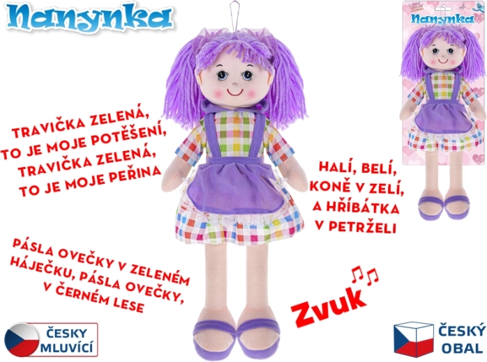 Interaktiv stofdukke Nanynka 50 cm