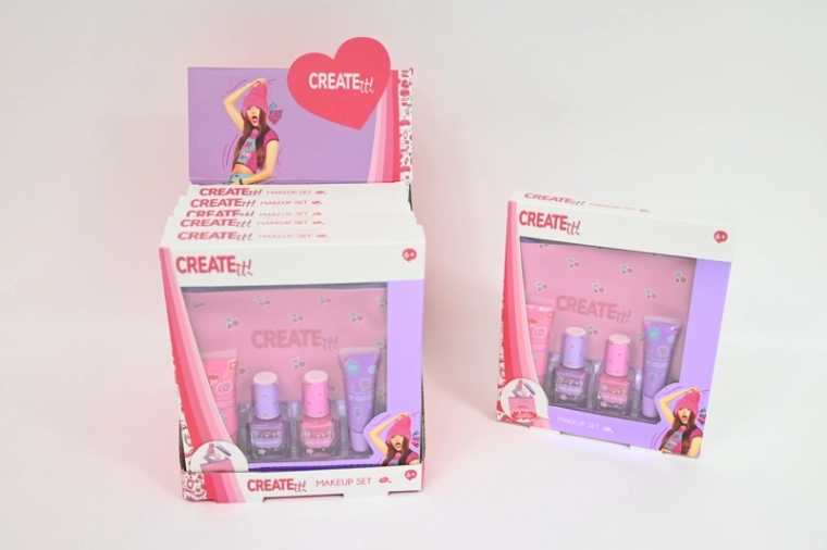 Create It! børnekosmetiksæt i rosa-lilla med kosmetiktaske
