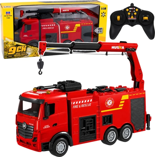 Huina RC brandbil med kran og vandkanon 1:18