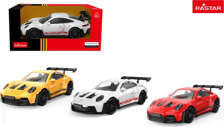 Metalbilmodel Rastar Porsche 911 GT3 RS 1:43 gul - 1 stk.