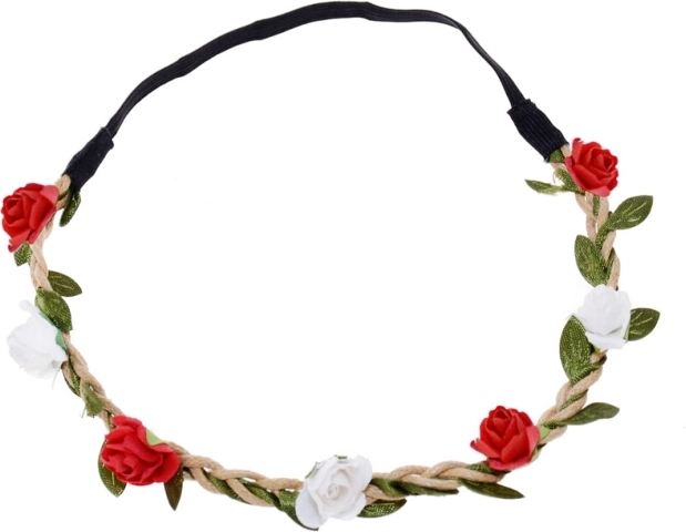 Biało‑Czerwoni blomsterkrans – rød‑hvid blomsterhårelastik til fans