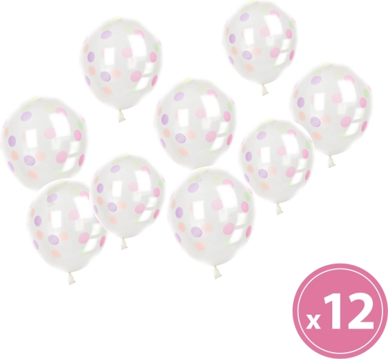 Sæt med gennemsigtige balloner med farvede prikker – 12 stk.