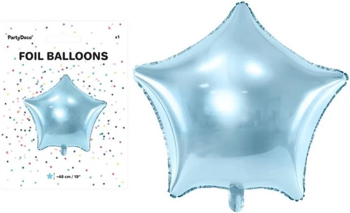 Folieballon i stjerneform lyseblå 48 cm