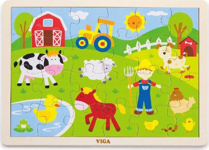 Viga træpuslespil gård til børn