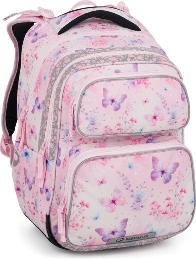 Bagmaster skoletaske med sommerfugle