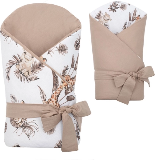 Dobbelt­sidet baby­svøb NEW BABY Safari 80 × 80 cm