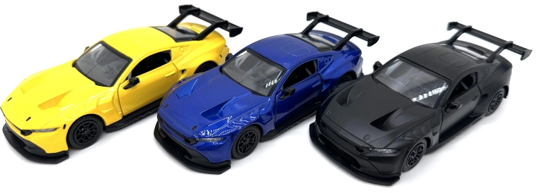 Metalmodel af bil Ford Mustang GT3 (2024) med lys og lyde