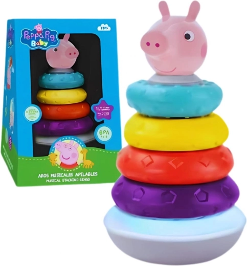 Pyramideformet pædagogisk stablelegetøj med lydeffekter – Peppa Pig