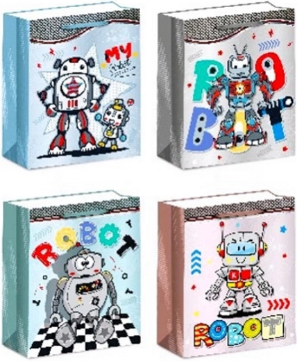 Gavepose af papir størrelse L – mix af mønstre