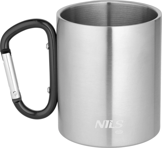 Campingkrus i rustfrit stål med karabinhage 300 ml NILS CAMP
