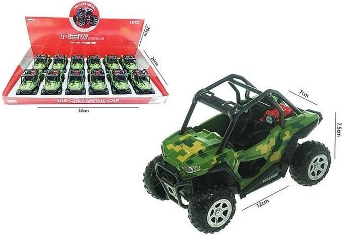 Buggy i militær stil 12 cm med lys og lyd