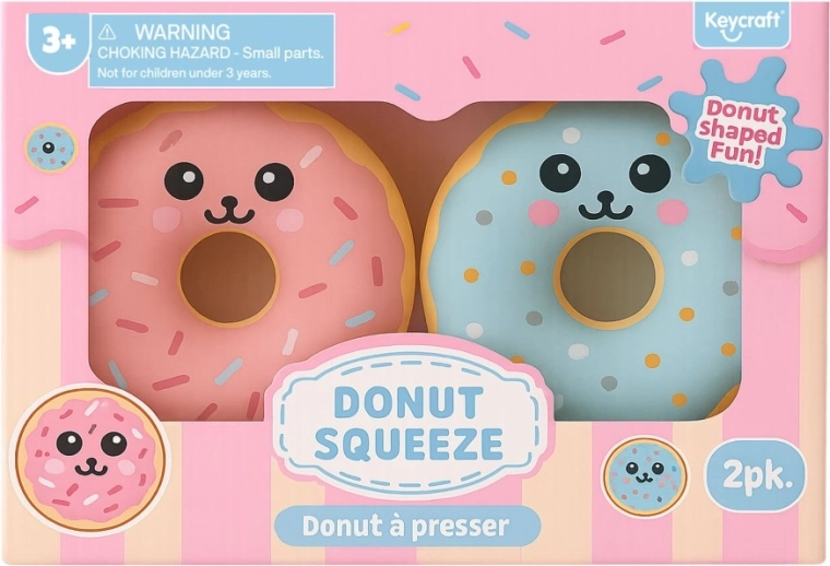 Klemmelig donut med ansigt – antistress-legetøj, 2 stk.
