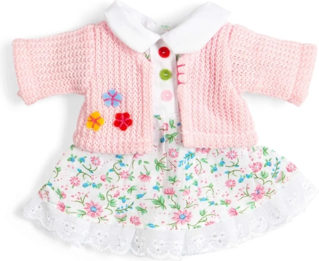 Bigjigs Toys lyserød blomsterkjole og cardigan til dukke 28 cm