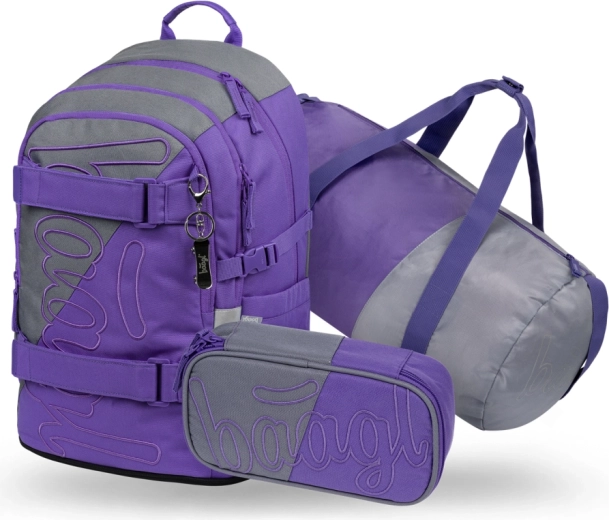 Baagl skolesæt 3 stk. Skate Dual – rygsæk, penalhus og sammenklappelig sportstaske GRS