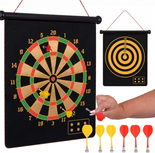 Dobbeltsidet magnetisk dartskive med 6 magnetiske dartpile