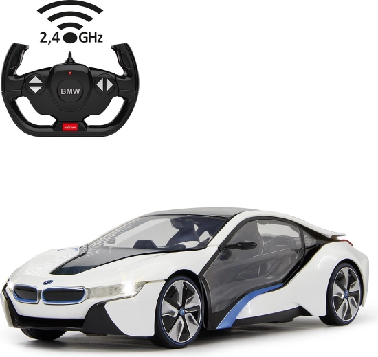 RC-bil BMW i8 hvid 1:14 med 2,4 GHz-fjernbetjening